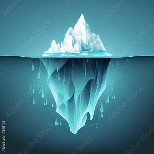 3d rendered illustration of a visible and invisible surface of the iceberg