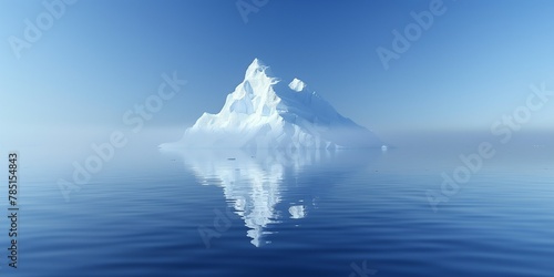 an iceberg floating in the middle of water with an iceberg in the background