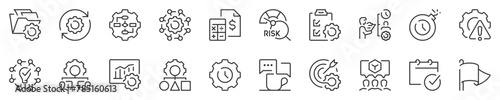 Line icons about project management. Thin line icon set. Symbol collection in transparent background. Editable vector stroke. 512x512 Pixel Perfect.