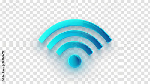 Colorful wifi icon isolated on transparent background, wi-fi wireless internet signal flat icon for apps