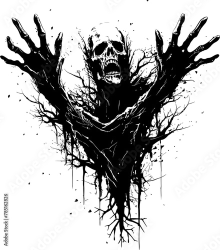 Wretched Writhing Symbolic Zombie Hands Terrifying Tendrils Logo Icon
