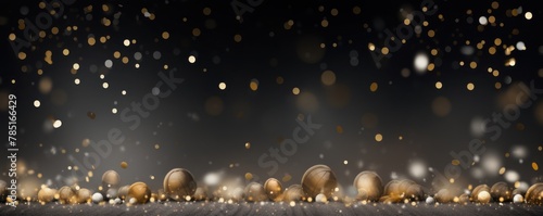 Gray background, football stadium lights with gold confetti decoration, copy space for advertising banner or poster design