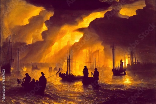 AI generated illustration of the Charleston Fire in 1861