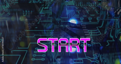 Start text banner against close up of microprocessor connections in background