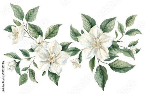PNG Jasmine flowers plant white leaf.