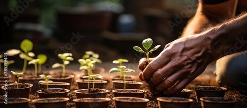 close up of farmer hands sowing vegetable seeds in fertile soil, organic farming concept