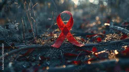 Symbolic Red Ribbon Promoting Awareness and Support for Fight Against AIDS