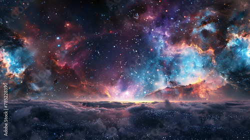 360 degree stellar space background with nebula