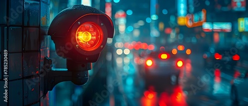 City Watch: Evening Traffic Under Surveillance. Concept City Traffic, Evening Surveillance, Urban Monitoring, Safety Measures, Traffic Management