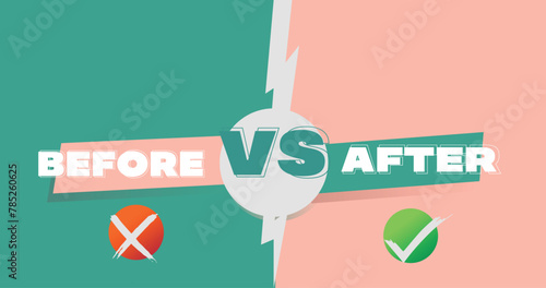 Video cover template, before and after comparison. EPS vector drawing