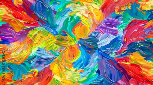  A multicolored flower painting against a white backdrop, framed in black midway through the image