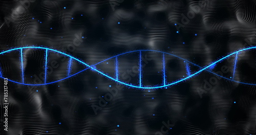 Image of dna strand over spots