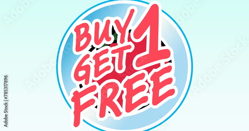 Image of buy one get one free text over tomato