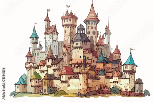 Castle, Vector illustration, background