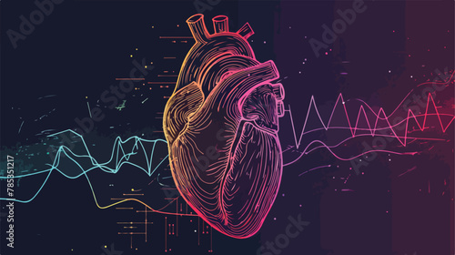 Engraving chromatic abberation human heart illustration