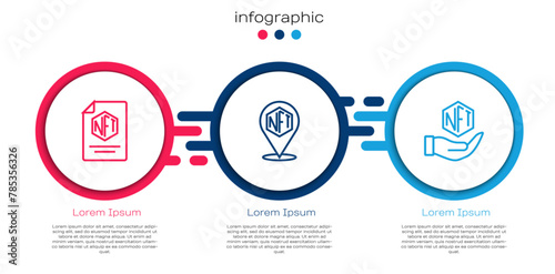 Set line NFT contract, Digital crypto art and . Business infographic template. Vector