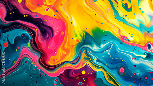 Abstract colorful fluid liquid paint background swirls
