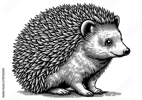 Hedgehog engraving sketch PNG illustration