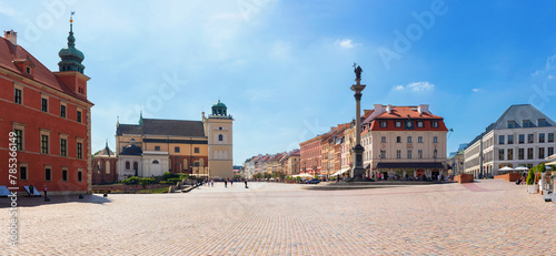 Cityscape, panorama, banner - view of Castle Square in the Old Town of Warsaw, Poland