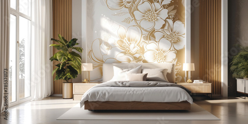 A minimalist bedroom with floral concept, blending simplicity with nature's beauty 🌺🛏️✨ #MinimalistFloral