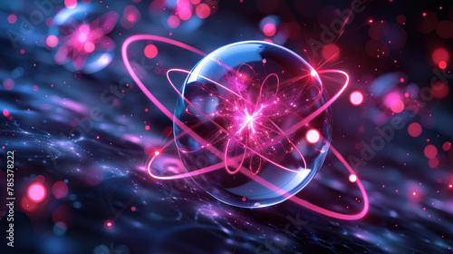 Abstract image of atom - quantum effects, thermonuclear fission concept