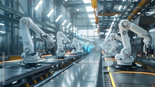 industry 40 factory with industrial engineer working alongside automation robot arms intelligent manufacturing concept 3d rendering