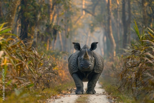 Assam's One-horned Rhino - A Majestic Animal in National Park, Wildlife Safari