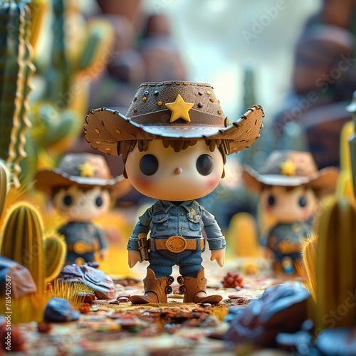 A cute Cowboy themed birthday party invitations in 3D render style