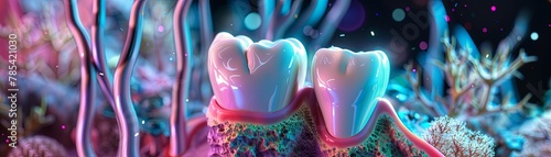 3D illustration of a tooth with a cavity