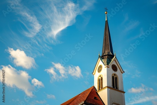 church steeple and clouds