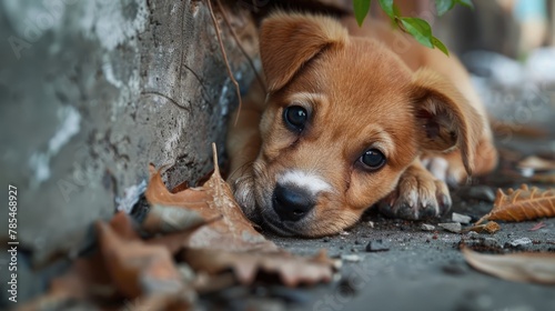 Homeless and Cute Stray Puppy - A Sorrowful Obsolete Pet