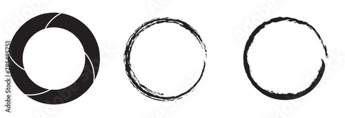 black circle line hand drawn. Highlight the hand-drawing circle isolated on a white background. Round handwritten circle. 