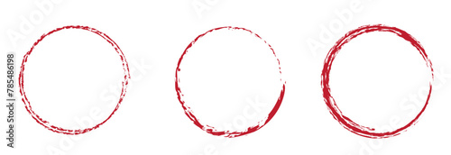 Red circle line hand drawn. Highlight the hand drawing circle isolated on a white background. Round handwritten circle. 