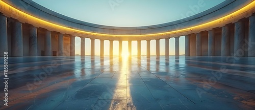 Sunrise at the Modern Colosseum: An Arena of History and Entertainment.. Concept Historical Landmarks, Sunrise Views, Architectural Wonders, Iconic Structures, Cultural Heritage