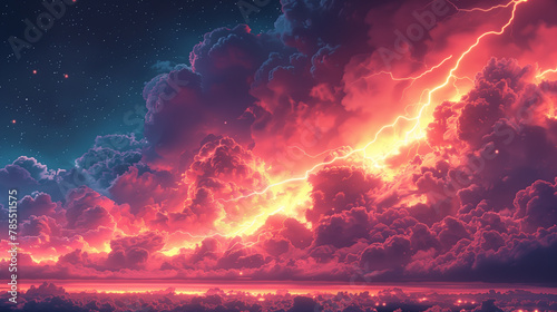 Illustration of lightning from the clouds