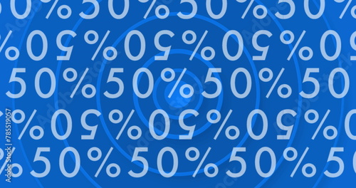 Image of 50 percent text on blue background