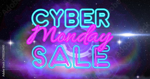 Image of cyber monday sale text over space