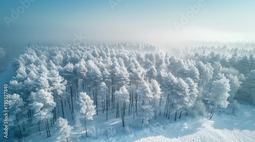 Majestic white spruces glowing by sunlight. Picturesque and gorgeous wintry scene. Location place Carpathian national park