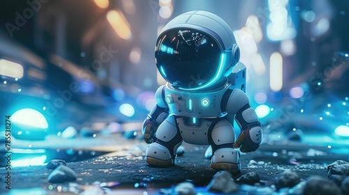 Lone Robotic Astronaut Exploring the Enigmatic Depths of Outer Space on a Mission of Discovery and Adventure