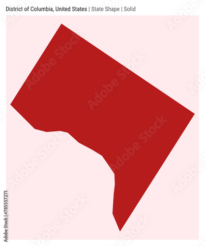 District of Columbia, United States. Simple vector map. State shape. Solid style. Border of District of Columbia. Vector illustration.