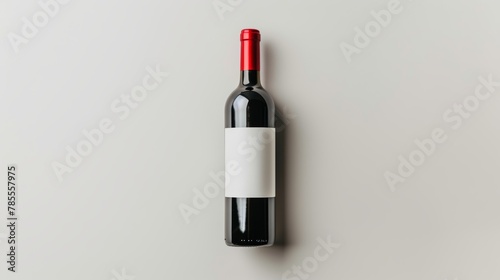 Single red wine bottle isolated on pure white background for elegant presentation