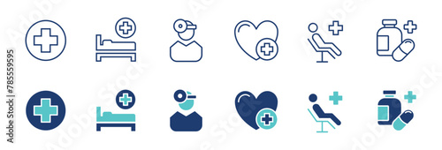 simple health care icon vector set medical cross hospital patient treatment with medicine signs illustration for web and app