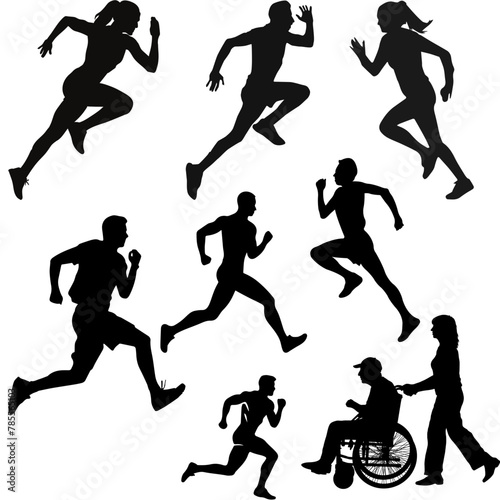 paraplegic person as a runner Silhouette