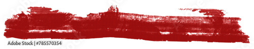 Unikalny, czerwony, gruby, nieregularny pas namalowany farbą. Half tonę, półtony, czarne kropeczki. Tło, baner, miejsce na tekst. Izolowany, przezroczyste tło.