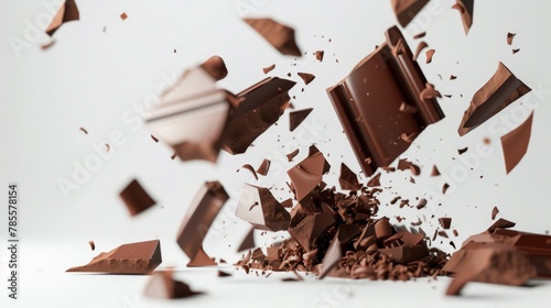 Artfully Cascading Chocolate Pieces Generative AI
