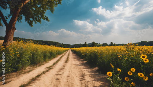 Path through a sunflower field