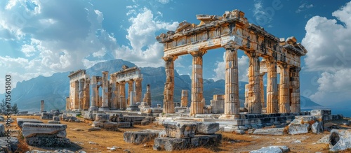 destroyed ancient city Hierapolis in Pamukkale, Turkey