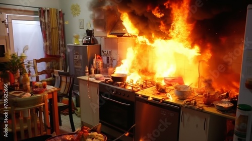 Kitchen Engulfed in Flames