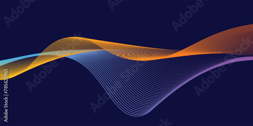 Vector wavy background. Abstract blue lines on white backdrop. Editable stroke