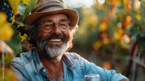 Joyful Sommelier Savoring Winery Bliss Generative AI